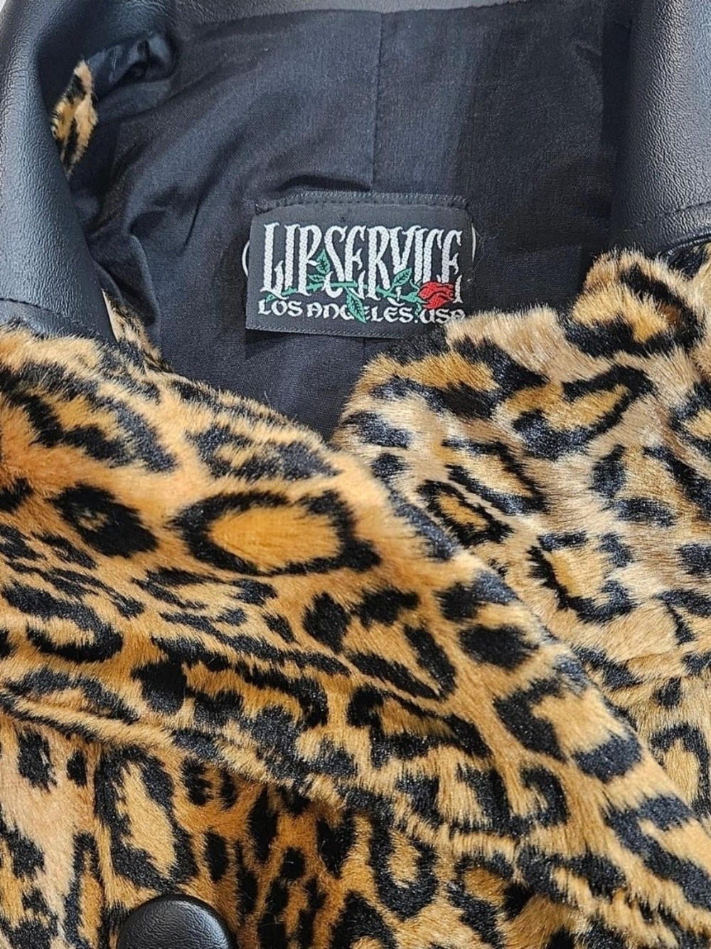 Lip Service Women's Vintage Leopard Print Pea Coat in Tan & Black🐅 - Picture 3 of 5